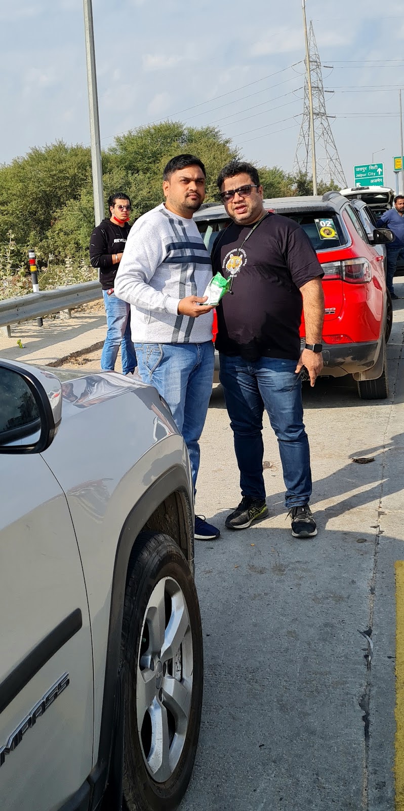 Nipun with Big Brother at a brief halt on NH-16A.