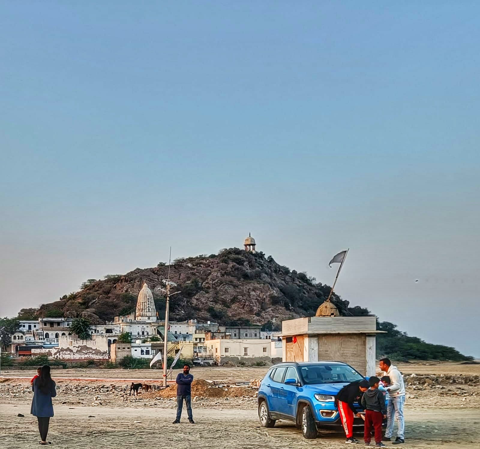 Maa Shakambari Devi Temple in the background.